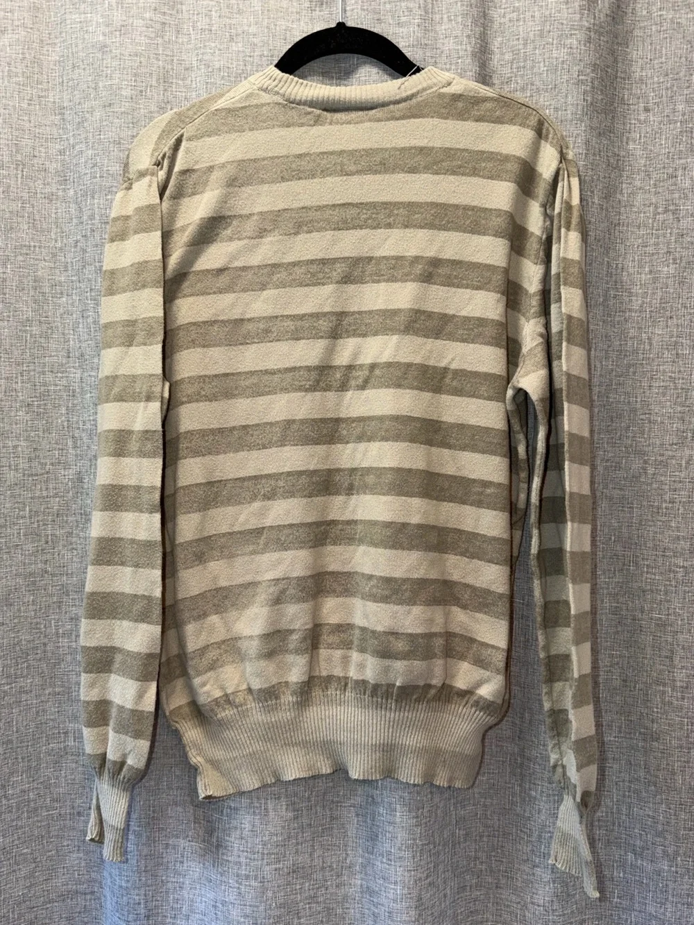 Timberland Beige and Cream Striped Crewneck Sweater Medium